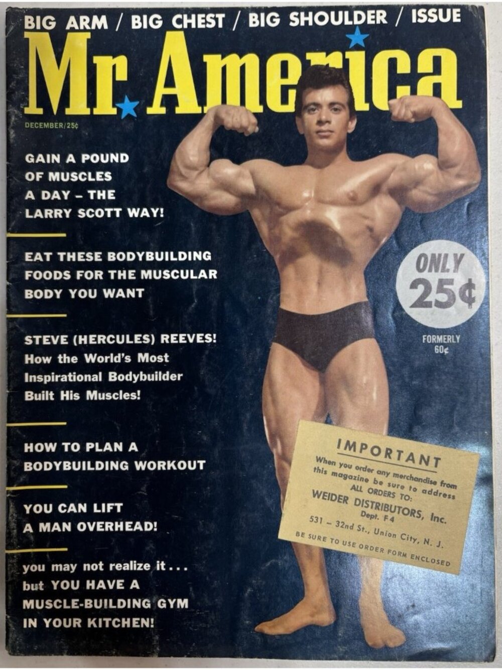 Vtg Mr America Freddy Ortiz  Muscle Builder Bodybuilding Magazine December 1963